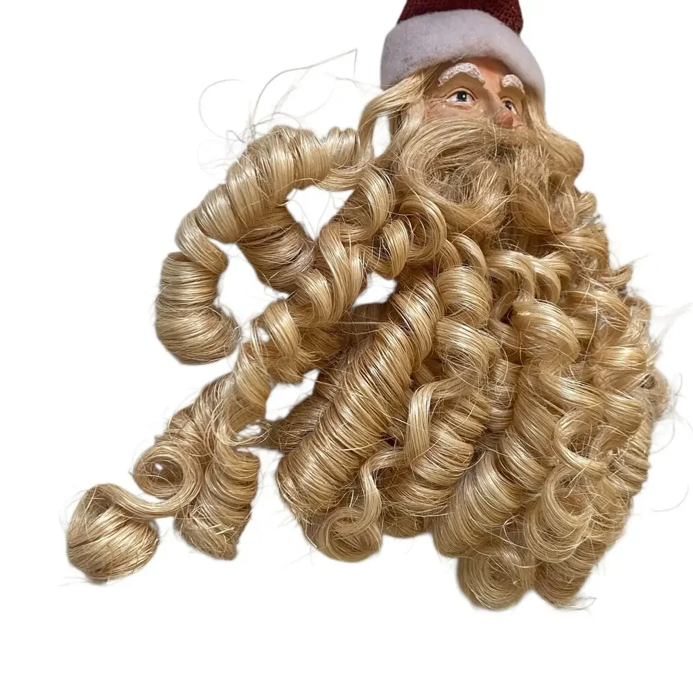 Vintage Folk Art Paper Mache Santa Head Curly Beard Door/Wall Hanging Christmas